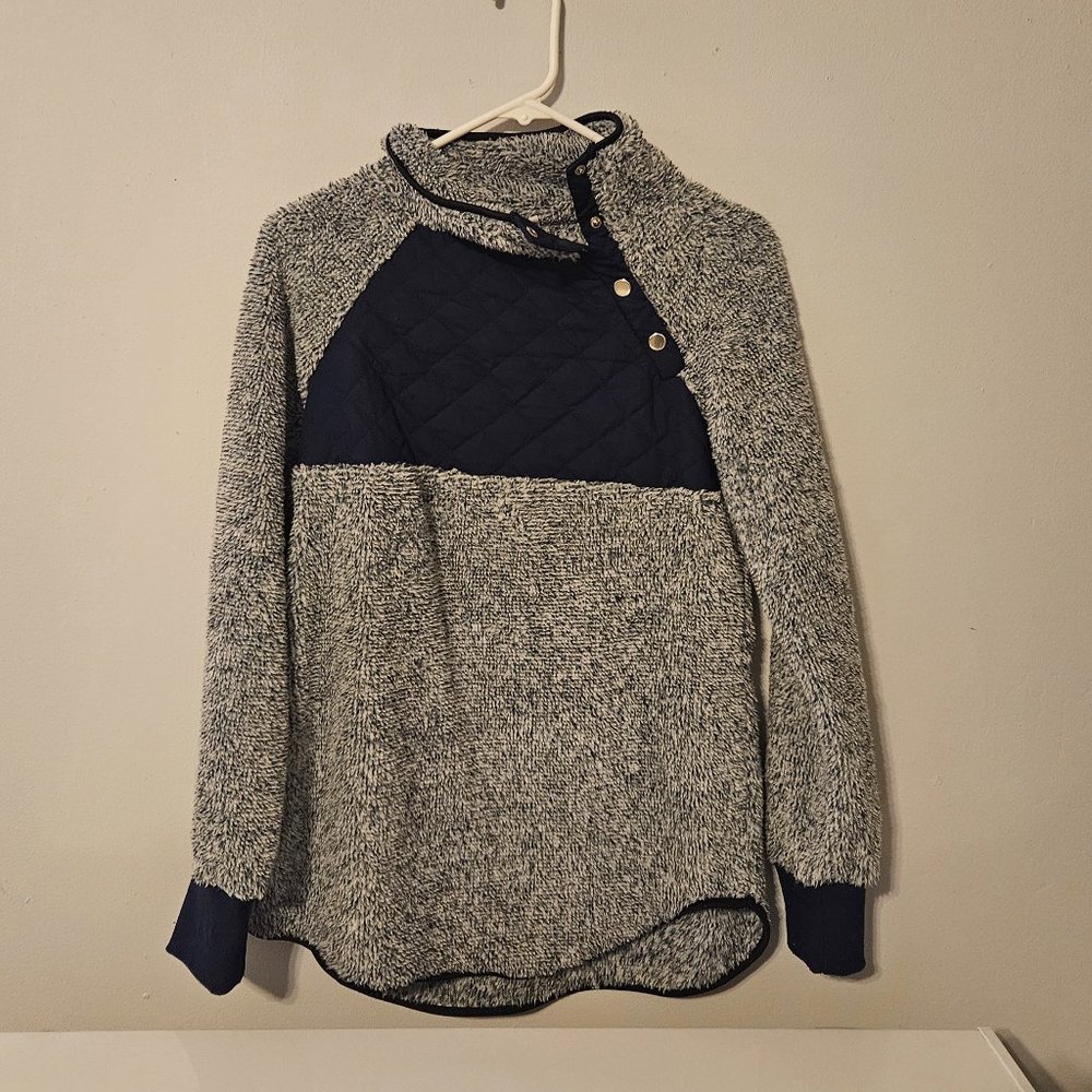 Women's fleece snap button sweater